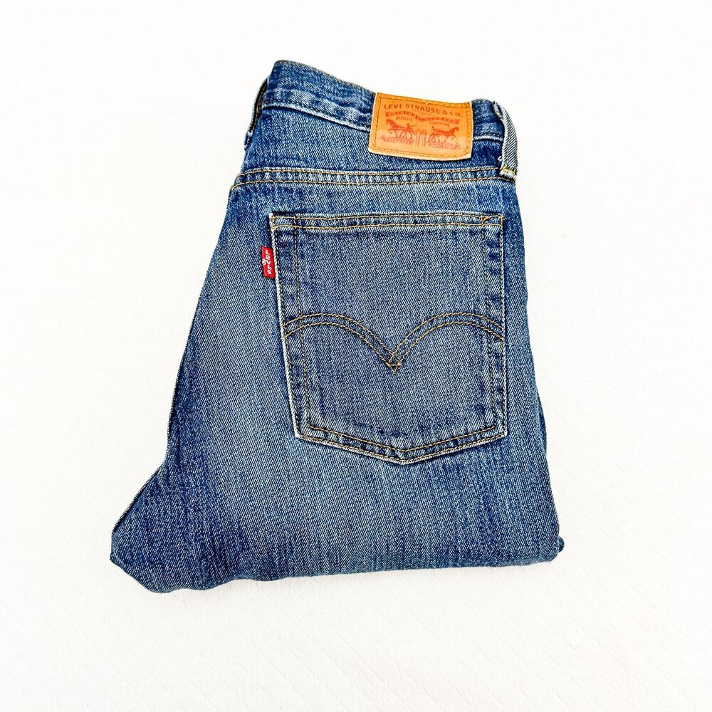 Levi's Button Fly Denim Jeans Distressed Wash Raw Hem Size 27